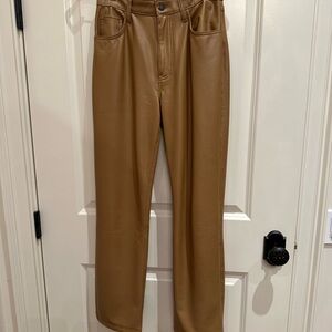 Abercrombie & Fitch Tan Faux Leather Trousers